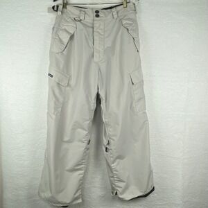 Volcom Snow Beige Cargo Snowboard Pants Mens Size S Nylon Mesh Lined Vents